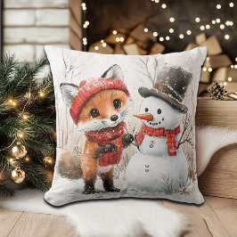 Baby Fox und Snowman Kissen