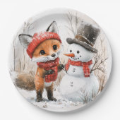 Baby Fox und Snowman Pappteller (Vorderseite)