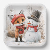 Baby Fox und Snowman Pappteller (Vorderseite)