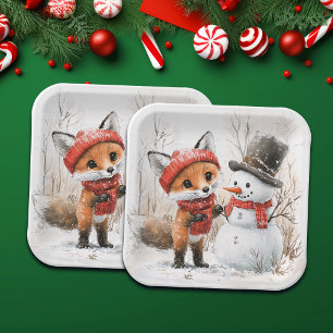 Baby Fox und Snowman Pappteller