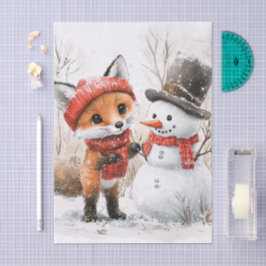 Baby Fox und Snowman Seidenpapier