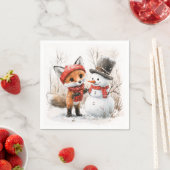 Baby Fox und Snowman Serviette (Beispiel)