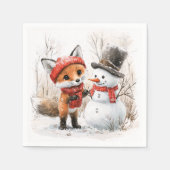Baby Fox und Snowman Serviette (Vorderseite)