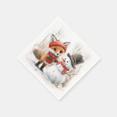 Baby Fox und Snowman Serviette (Ecke)