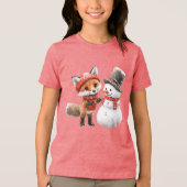 Baby Fox und Snowman Tri-Blend Shirt (Vorderseite)