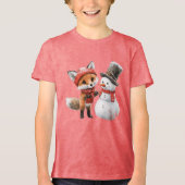 Baby Fox und Snowman Tri-Blend Shirt (Vorderseite)