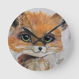 Baby Fox Wall Clock, 8" Runde Acryluhr Runde Wanduhr
