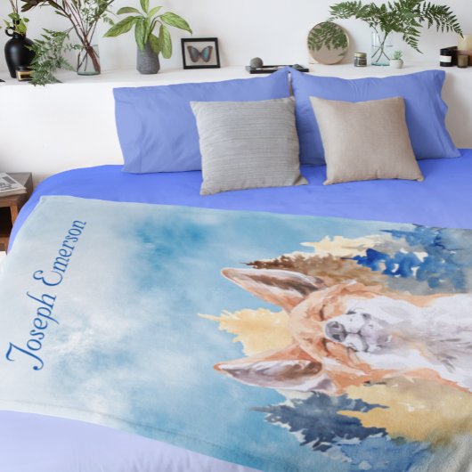 Baby Fox Watercolor Personalisiert Woodland Fleecedecke