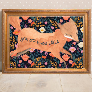 Baby Fox Woodland Coodcore Wasserfarben Poster