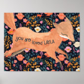 Baby Fox Woodland Cotattcore Floral Poster (Vorne)