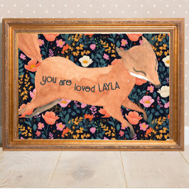 Baby Fox Woodland Cotattcore Floral Poster