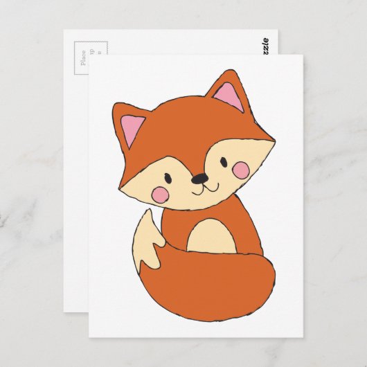 Baby Fox Zeichne Niedlich Fox Art Baby Fox Design Postkarte (Vorne/Hinten)