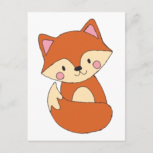 Baby Fox Zeichne Niedlich Fox Art Baby Fox Design Postkarte (Vorderseite)