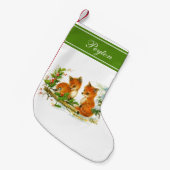 Baby Foxes Stechpalmen-personalisierten Kleiner Weihnachtsstrumpf (Vorderansicht (hängend))