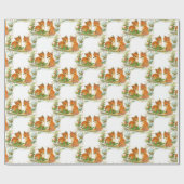 Baby Foxes Stechpalmen-Vogel-WeihnachtsPackpapier Geschenkpapier (Flach)