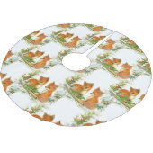 Baby Foxes Stechpalmen-Weihnachtsbaum-Rock Polyester Weihnachtsbaumdecke (Schrägansicht)