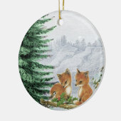 Baby Foxes Weihnachtsbaum-Holz-Verzierung Keramik Ornament (Links)