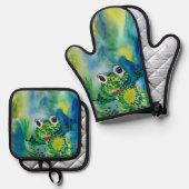 Baby Frog Ofenhandschuh & Topflappen-Set (Vorderseite/Rückseite)