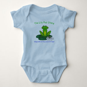 Baby-Frosch auf einem Seerosenblatt blauem Bodysui Baby Strampler