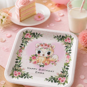 Baby Fuchs Personalisierter Geburtstag Pappteller