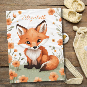 Baby Fuchs Pfirsich Blumen Baby Shower Geschenk Fleecedecke