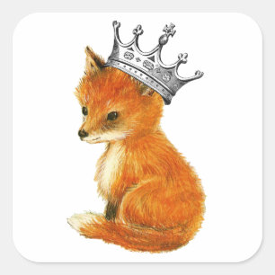 Baby Fuchs Vintage Kronenschal Quadratischer Aufkleber
