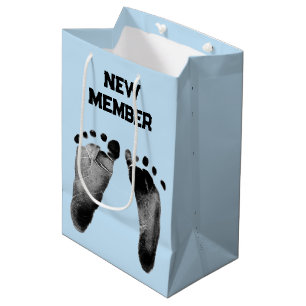 Baby-Fußabdrücke auf Blau Mittlere Geschenktüte
