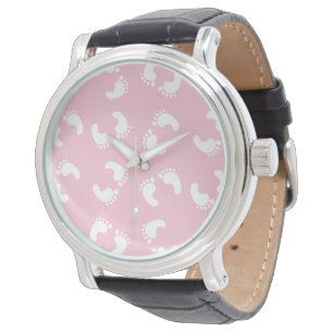 Baby Fußabdrücke, Babys Fuß, Fußspuren, Rosa Mädch Armbanduhr