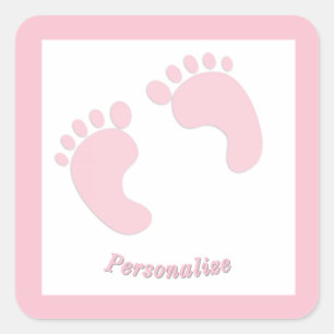 Baby Fußabdrücke Kleines Mädchen Rosa Kleine Füße Quadratischer Aufkleber