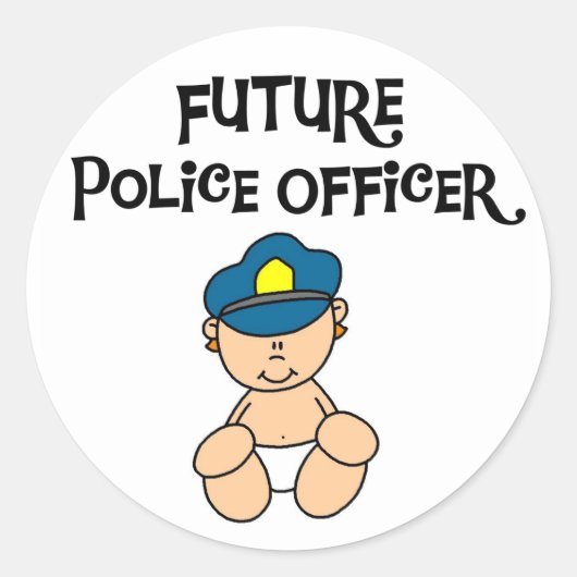 Baby Future Police Officer Runder Aufkleber (Vorderseite)