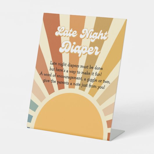 Baby Game 70er Babydusche Bohemisch Baby Dusche Sockelschild (Vorderseite)