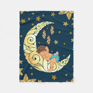 Baby Ganesha mit Mond und Sternen Fleecedecke