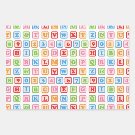 Baby-Gebäude blockiert niedliches Muster hell bunt Geschenkpapier Set (Vorderseite)