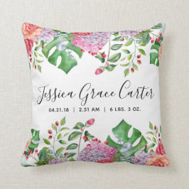 Baby-Geburts-Notfall, Aquarell-tropischer Kissen