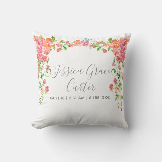Baby-Geburts-Notfall-Garten-Blumenbeeren-Girly Kissen (Vorderseite)
