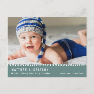 Baby-Geburtsankündigung Foto Grüne Postkarte