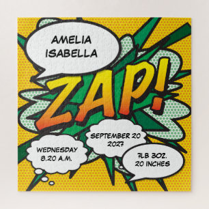 Baby-Geburtsstatistik Comic-Book Pop-Art-Andenken Puzzle