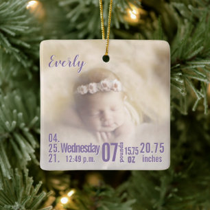Baby-Geburtsstatistiken Geburtsurkunde Weihnachtsf Keramikornament