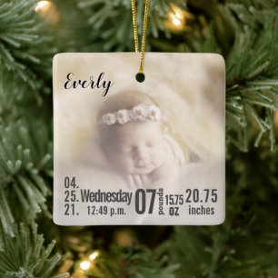 Baby-Geburtsstatistiken Geburtsurkunde Weihnachtsf Keramikornament