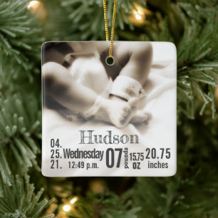 Baby-Geburtsstatistiken Geburtsurkunde Weihnachtsf Keramikornament
