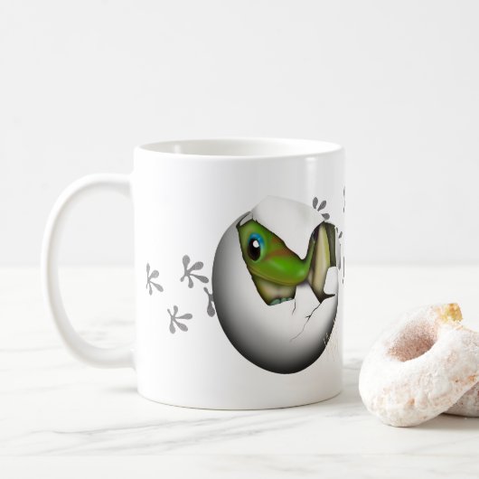 Baby-Gecko im Ei Kaffeetasse (Mit Donut)