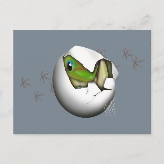 Baby Gecko in Egg Postkarte (Vorderseite)