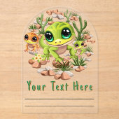 Baby Geckos Niedlich Cartoon Characters Acryleinladungen (Vorderseite)