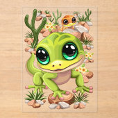 Baby Geckos Niedlich Cartoon Characters Acryleinladungen (Vorderseite)