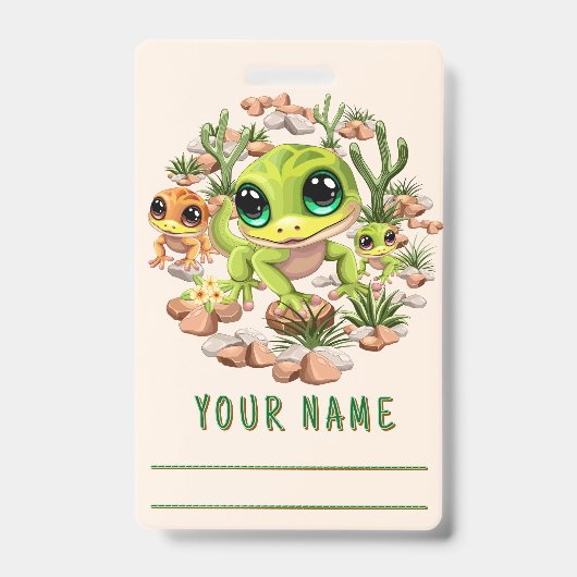 Baby Geckos Niedlich Cartoon Characters Ausweis (Vorderseite)