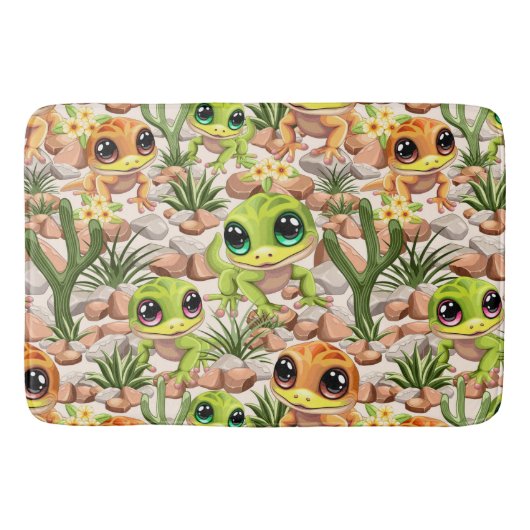 Baby Geckos Niedlich Cartoon Characters Badematte (Vorderseite)