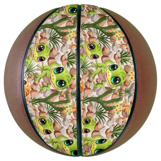 Baby Geckos Niedlich Cartoon Characters Basketball (Vertikal)