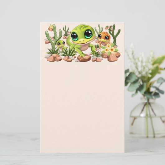 Baby Geckos Niedlich Cartoon Characters Briefpapier (Stehend Vorderseite)