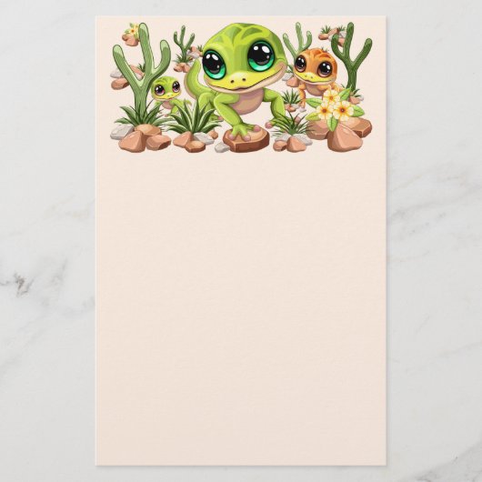 Baby Geckos Niedlich Cartoon Characters Briefpapier (Vorderseite)