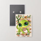 Baby Geckos Niedlich Cartoon Characters Button (Vorderseite/Rückseite)